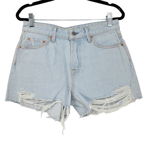 GRLFRND Denim Button Fly Light Wash Distressed Helena Short in Dare Me Size 25 - Picture 2 of 7